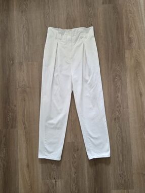 Scanlan Theodore Wmns White Pleated Paperbag Trouser Pants 6 Quiet Luxury Norm